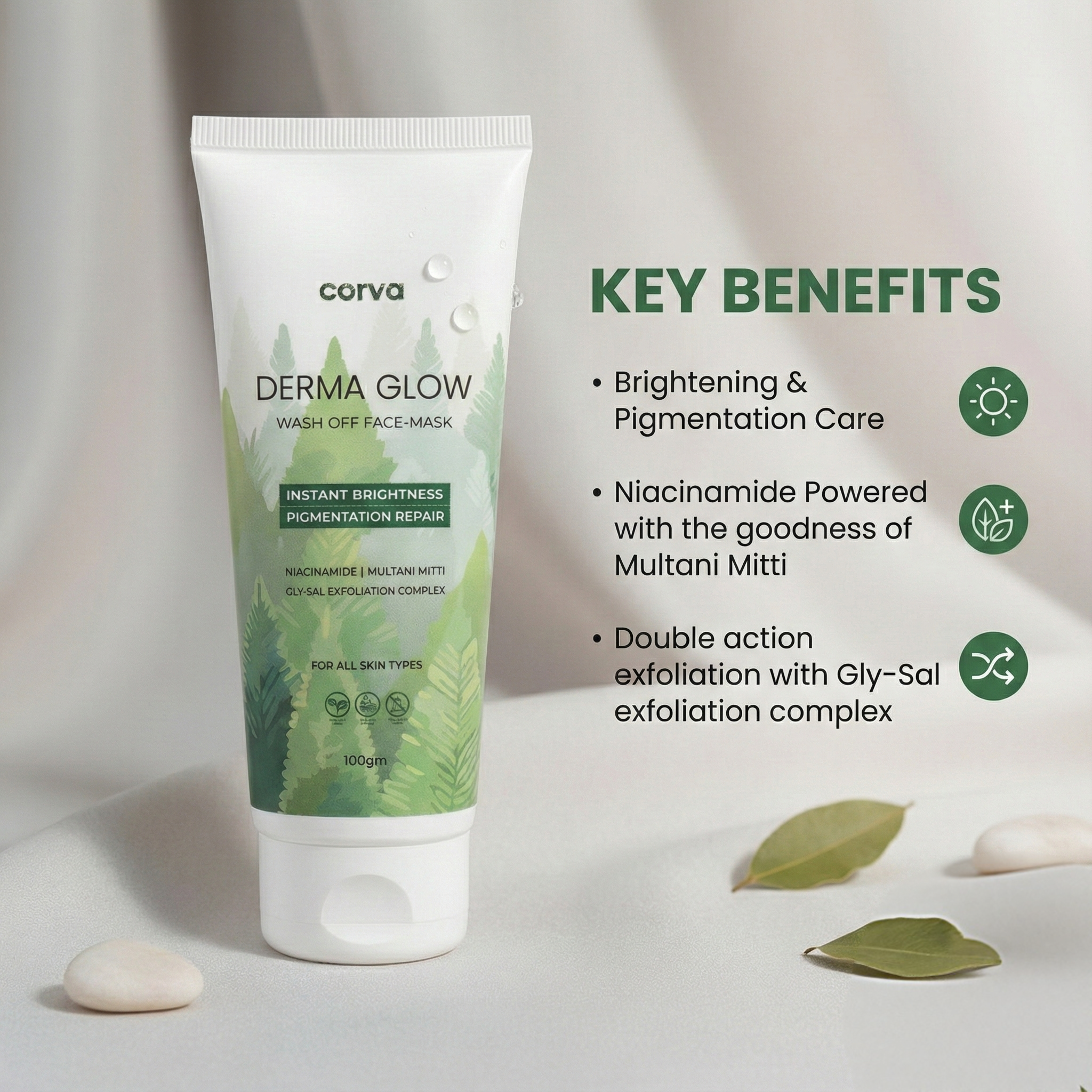 Corva Derma Glow Wash Off Face Mask